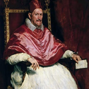 Diego Velazquez: Ritratto di Papa Innocenzo X (1650) Stampa artistica su tela incorniciata o avvolta in una galleria, giclée, rimasterizzata digitalmente (D6045)
