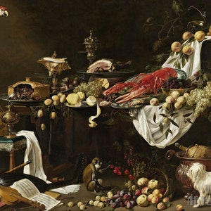 Adriaen van Utrecht : Banquet Still Life (1644) Canvas Gallery Wrapped or Framed Giclee Wall Art Print Digitally Remastered (D4560)