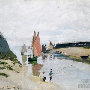 Claude Monet : The Harbour at Trouville (1870) Canvas Gallery Wrapped or Framed Giclee Wall Art Print Digitally Remastered (D5060)