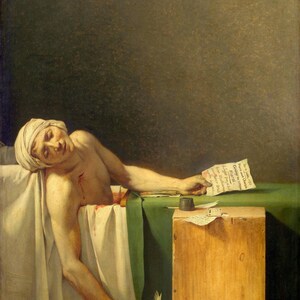 Jacques-Louis David : The Death of Marat  Marat Assassinated (1793) Canvas Gallery Wrapped or Framed Giclee Wall Art Print (D6045)