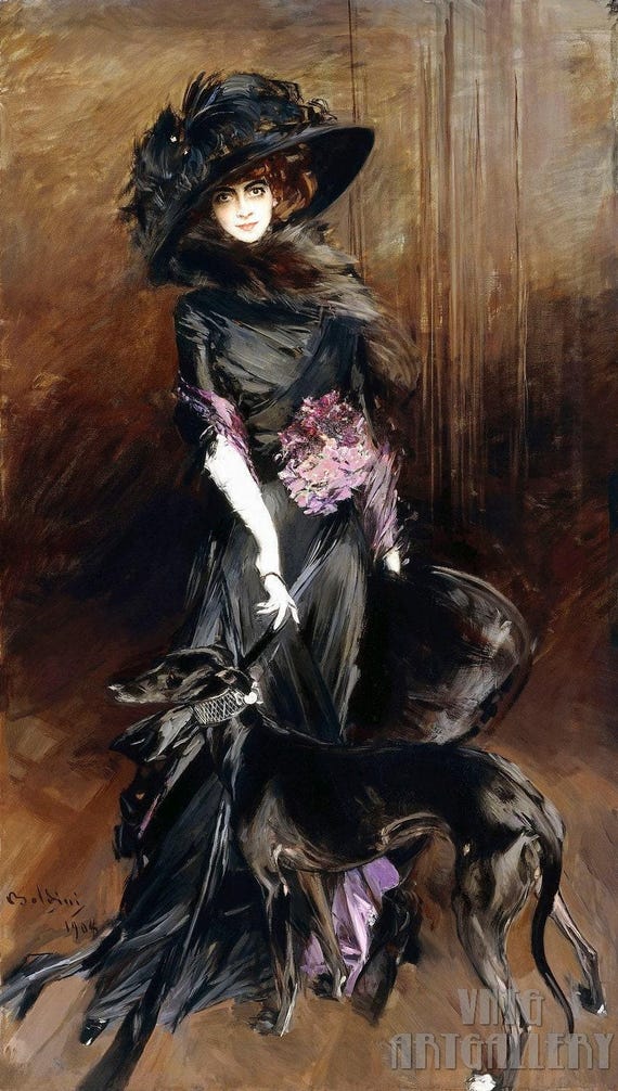 ボルディーニ「黒衣の婦人」キャンバス複製画 豪華木製額装 西洋肖像画 どこ見る展】白熱の女性対決：西洋美術館VSサンディエゴ美術館④近世