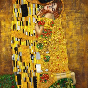 Gustav Klimt: Der Kuss (1907-1908) Leinwand Gallerie gerahmt Giclee Wall Art Print Digitally Remastered (D6045)