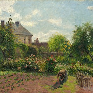 Camille Pissarro: Il giardino dell'artista a Eragny (1898) Stampa artistica da parete Giclée su tela, incorniciata o avvolta in una galleria, rimasterizzata digitalmente (D4560)