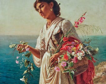 ソフィー・アンダーソン (1823-1903) - 花売り娘、カプリ島、美術館