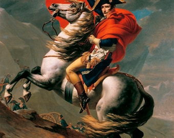 Jacques-Louis David : Napoléon traversant les Alpes (1801) Impression d'art mural sur toile tendue ou encadrée (D6050)