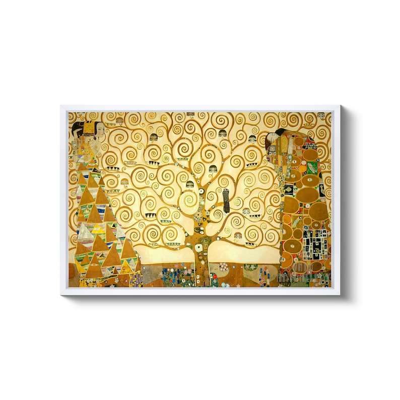 Gustav Klimt : The Tree of Life 1905 Canvas Gallery Wrapped or Framed Giclee Wall Art Print D4060 White Floating Frame Canvas