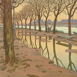 Henri Riviere : Ile des Cygnes (1900) Canvas Gallery Wrapped or Framed Giclee Wall Art Print Digitally Remastered (D4060)