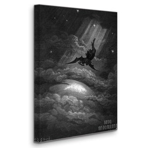Gustave Doré : Satan in Paradise Lost 1866 Canvas Gallery Wrapped or Framed Giclee Wall Art Print D6045 1 Panel Stretched Canvas