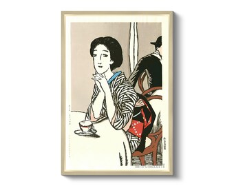 竹久夢二 - カフェの女（1900年 - 1910年代）キャンバスギャラリー