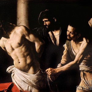 カラヴァッジョ：円柱のキリスト（1605-07年）キャンバスギャラリーラップまたは額装ジクレー壁掛けアートプリントデジタルリマスター（D4560）