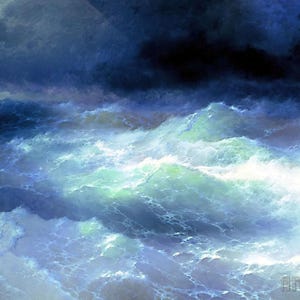 Ivan Aivazovsky : Among the Waves (1898) Canvas Gallery Wrapped or Framed Giclee Wall Art Print Digitally Remastered (D4060)