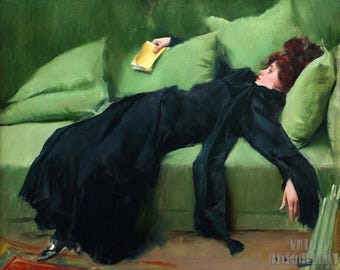 Ramon Casas : A Decadent Girl (1899) Canvas Gallery Wrapped or Framed Giclee Wall Art Print Digitally Remastered (D5060)