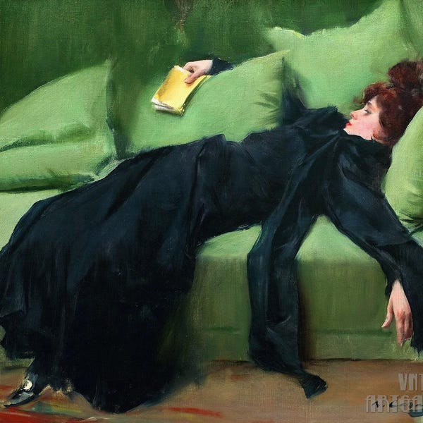 Ramon Casas: Una joven decadente (1899) Impresión giclée sobre lienzo, enmarcada o envuelta digitalmente (D5060)