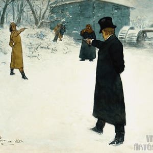 Ilya Repin : Duel between Onegin and Lenski (1899)  Canvas Gallery Wrapped or Framed Giclee Wall Art Print Digitally Remastered (D4560)