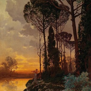 フェルディナンド・クナブ：夕焼け（1898年）キャンバスギャラリーラップジクレー壁アートプリントデジタルリマスター（D6040）