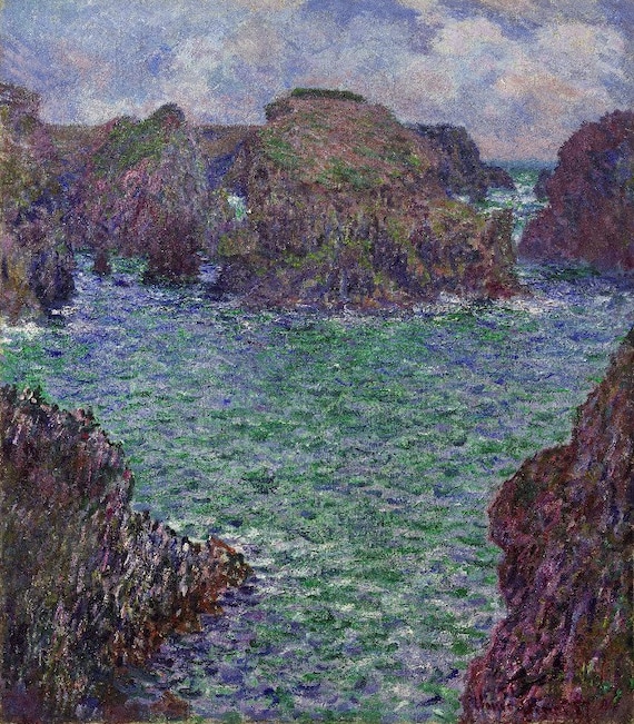 Rocks at Belle-lle Port-Domois by Claude Monet Museum Size Repro on Canvas