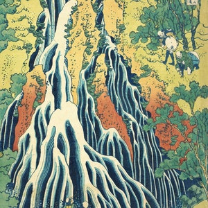 Shokuku Taki Meguri : Kirifuri Waterfall at Kurokami Mountain in Shimotsuke (c. 1832) Canvas Gallery Wrapped Giclee Wall Art Print (D6040)