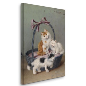 Sophie Sperlich : Katzen Im Korb c1906 Canvas Gallery Wrapped Giclee Wall Art Print D6040 1 Panel Stretched Canvas