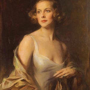 Philip de Laszlo: Retrato de Hélène Charlotte de Berquely Richards (1935) Galería de lienzos envuelto o enmarcado Giclee Wall Art Print (D6045)
