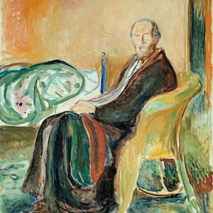 Edvard Munch Selbstporträt mit der Spanischen Flur (1919) Kunstdruck auf Leinwand (D6050)