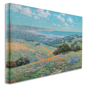 Granville Redmond : Malibu Coast Spring 1929 Canvas Gallery Wrapped or Framed Giclee Wall Art Print D5060 1 Panel Stretched Canvas