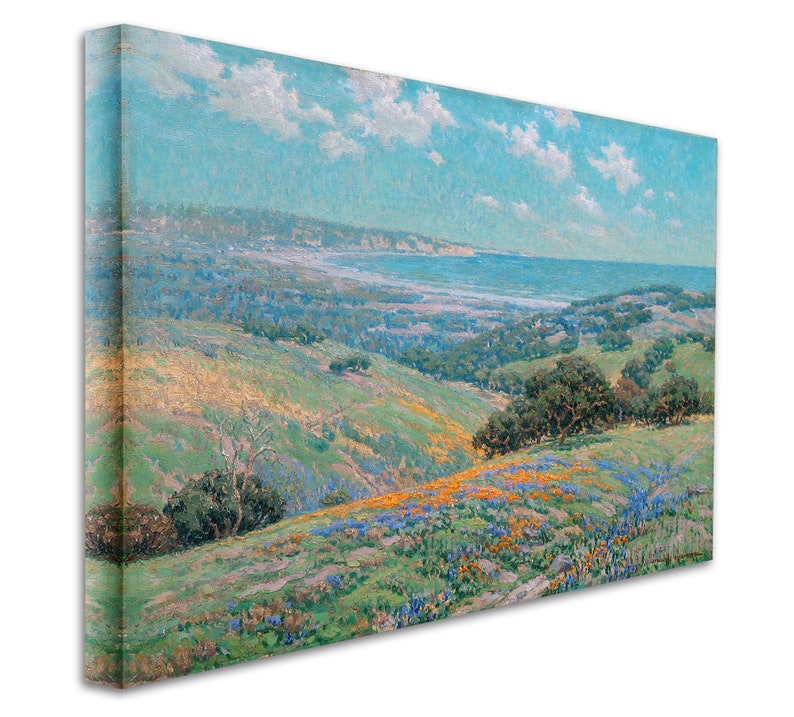 Granville Redmond : Malibu Coast Spring 1929 Canvas Gallery Wrapped or Framed Giclee Wall Art Print D5060 1 Panel Stretched Canvas