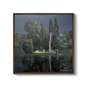Arnold Bocklin : Tombstone 1880 Canvas Gallery Wrapped or Framed Giclee Wall Art Print D50 Brown Floating Frame Canvas