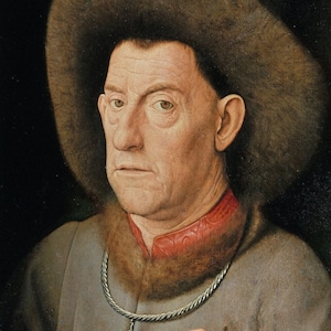 Follower of Jan van Eyck : Portrait of a Man with Carnation (1436) Canvas Gallery Wrapped Giclee Wall Art Print Digitally Remastered (D6040)