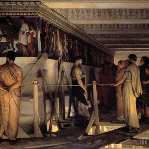 Lawrence Alma-Tadema : Pheidias and the Frieze of the Parthenon (1869) Canvas Gallery Wrapped or Framed Giclee Wall Art Print (D4060)