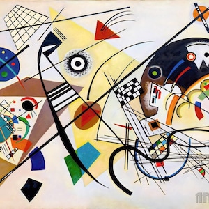 Wassily Kandinsky: Linea trasversale (1923) Stampa artistica su tela incorniciata o avvolta in una galleria d'arte Giclée, rimasterizzata digitalmente (D4060)