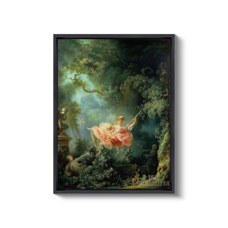 Jean-Honoré Fragonard : The Swing 1767 Canvas Gallery Wrapped or Framed Giclee Wall Art Print D6045 Black Floating Frame Canvas