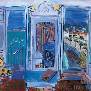 Raoul Dufy: Finestra che si apre su Nizza (1928) Stampa artistica su tela incorniciata o avvolta in una galleria d'arte Giclée, rimasterizzata digitalmente (D5060)