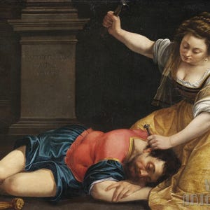 Artemisia Gentileschi: Jael y Sísara (c. 1620). Impresión giclée sobre lienzo, enmarcada o envuelta digitalmente (D4060).
