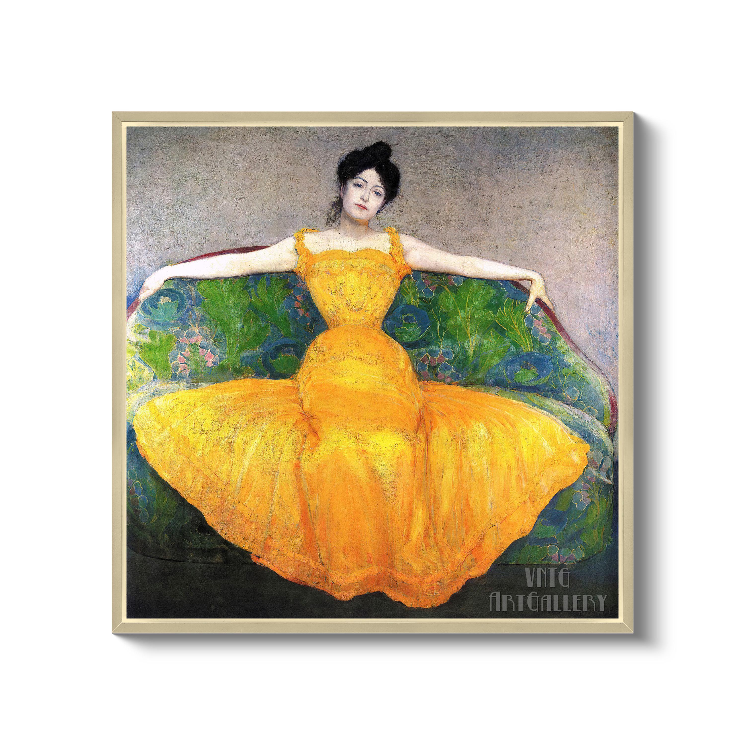 堅実な究極の マックス・カーツワイル：黄色いドレスの女（1899）キャンバス 絵画