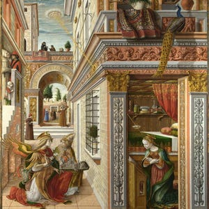 Carlo Crivelli : The Annunciation with Saint Emidius (1486) Canvas Gallery Wrapped or Framed Giclee Wall Art Print (D6045)