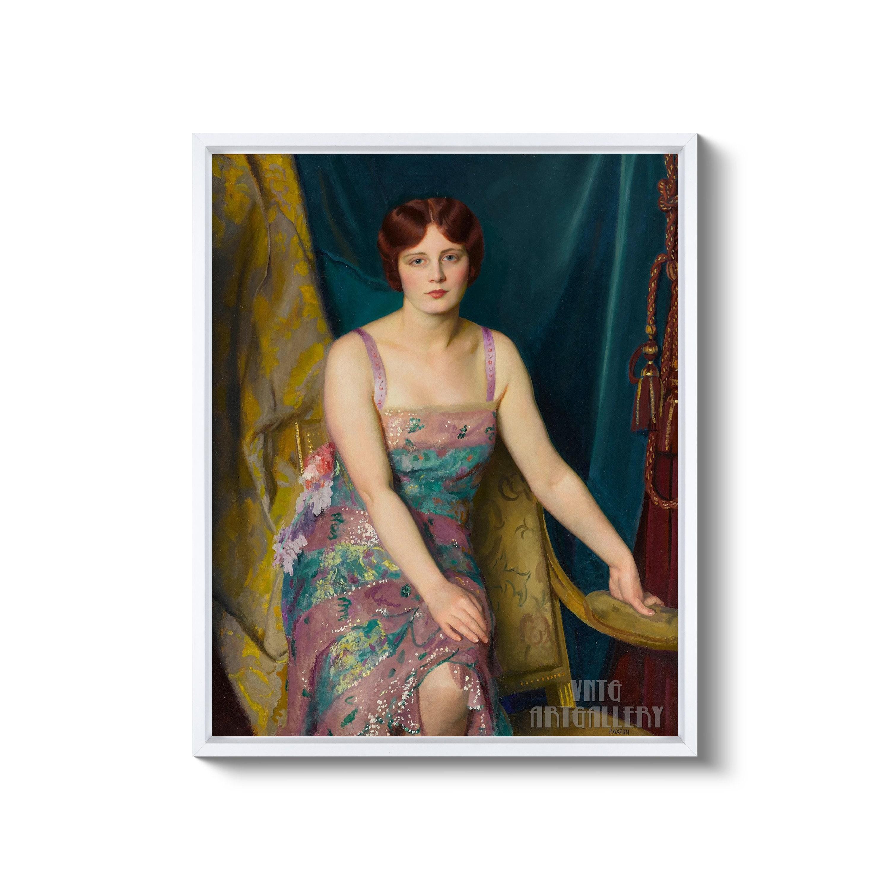 Reproduction Tableau William McGregor Paxton - Portrait Femme Paillettes - Toile