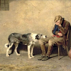 Briton Riviere : Fidelity (1869) Canvas Gallery Wrapped or Framed Giclee Wall Art Print Digitally Remastered (D4060)