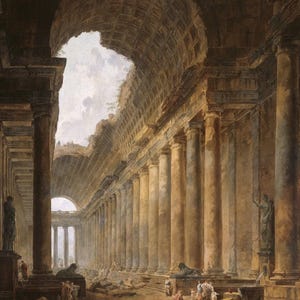 Hubert Robert : The Old Temple (1787) Canvas Gallery Wrapped or Framed Giclee Wall Art Print Digitally Remastered (D6050)