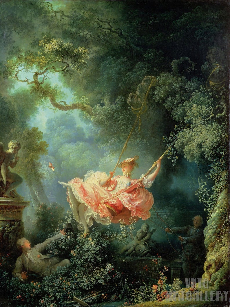 Jean-Honoré Fragonard : The Swing 1767 Canvas Gallery Wrapped or Framed Giclee Wall Art Print D6045 image 1