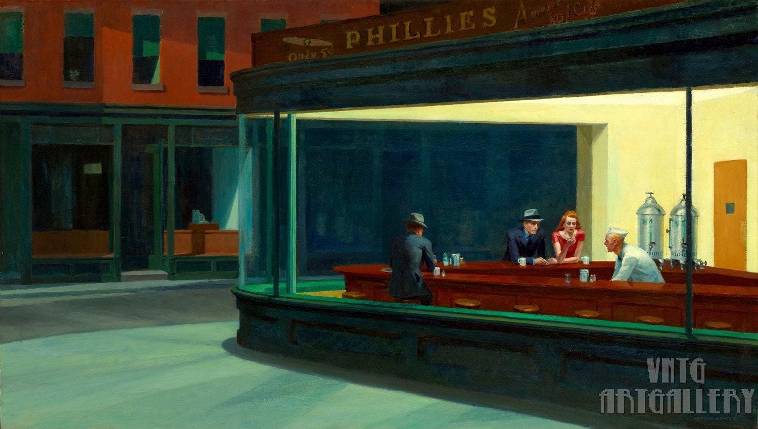 Nighthawks painting - Etsy 日本