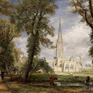 John Constable : Salisbury Cathedral from the Bishop&#39;s Grounds (1825)  Canvas Gallery Wrapped or Framed Giclee Wall Art Print (D4560)