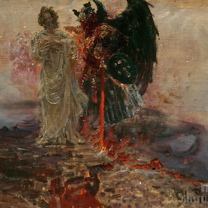 Ilya Repin : Follow Me  Satan (1895)  Canvas Gallery Wrapped or Framed Giclee Wall Art Print Digitally Remastered (D4560)