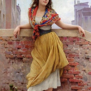 Eugene De Blaas : The Water Carrier (1908)  Canvas Gallery Wrapped or Framed Giclee Wall Art Print Digitally Remastered (D6035)