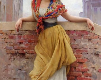Eugene De Blaas: El Aguador (1908) Impresión giclée sobre lienzo, enmarcada o enmarcada, remasterizada digitalmente (D6035)