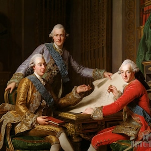 Alexander Roslin : King Gustav III of Sweden and his Brothers (1771) Canvas Gallery Wrapped or Framed Giclee Wall Art Print (D5060)