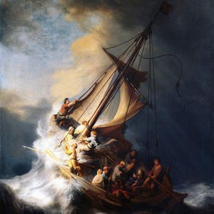 Rembrandt Van Rijn : Christ In The Storm On The Sea Of Galilee (1633) Canvas Gallery Wrapped or Framed Giclee Wall Art Print (D6045)