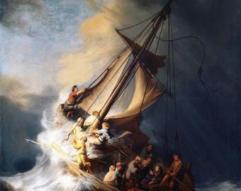 Rembrandt Van Rijn : Christ In The Storm On The Sea Of Galilee (1633) Canvas Gallery Wrapped or Framed Giclee Wall Art Print (D6045)