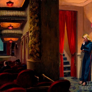 Edward Hopper: New York Movie (1939) Stampa artistica su tela, incorniciata o avvolta in una galleria, rimasterizzata digitalmente (D5060)