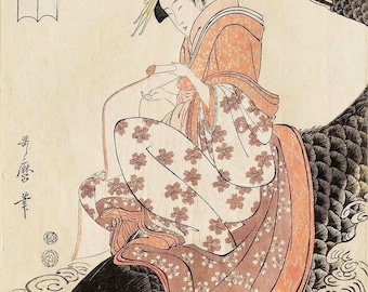 Kitagawa Utamaro : The Immortal Qin Gao (1793) Canvas Gallery Wrapped or Framed Giclee Wall Art Print Digitally Remastered (D6040)