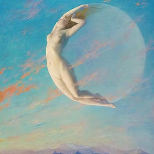 Albert Aublet : Selene (1880) Canvas Gallery Wrapped or Framed Giclee Wall Art Print Digitally Remastered (D6045)